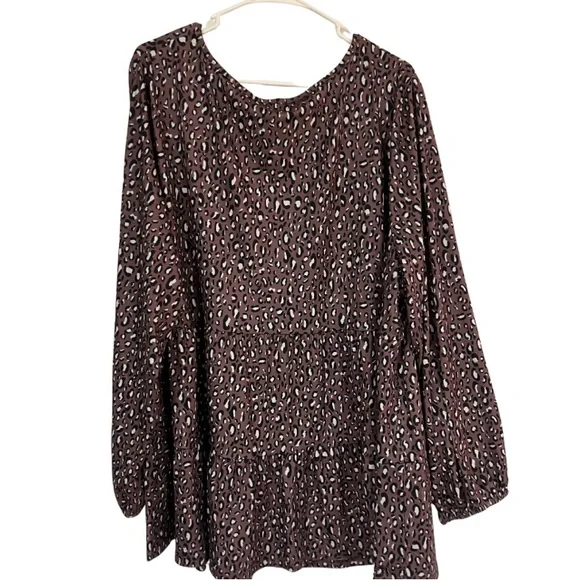BloomChic Brown Leopard Print Blouse/Tunic - Picture 2 of 3
